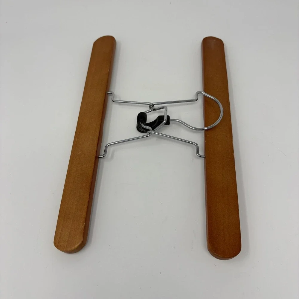 29 Pack Wooden Pants Skirt Clamp Hangers with Non Slip Felt Walnut Wood Color